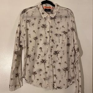 Lightweight button down with palm tree pattern